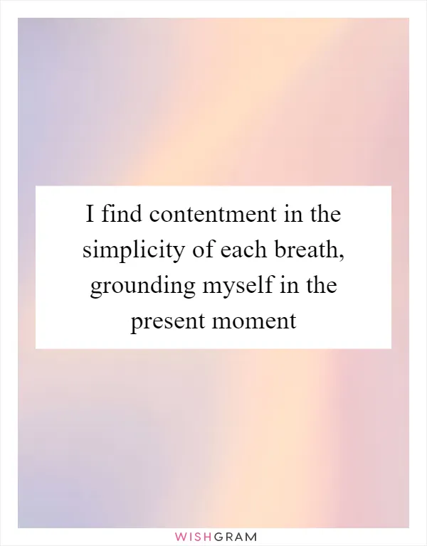 I find contentment in the simplicity of each breath, grounding myself in the present moment