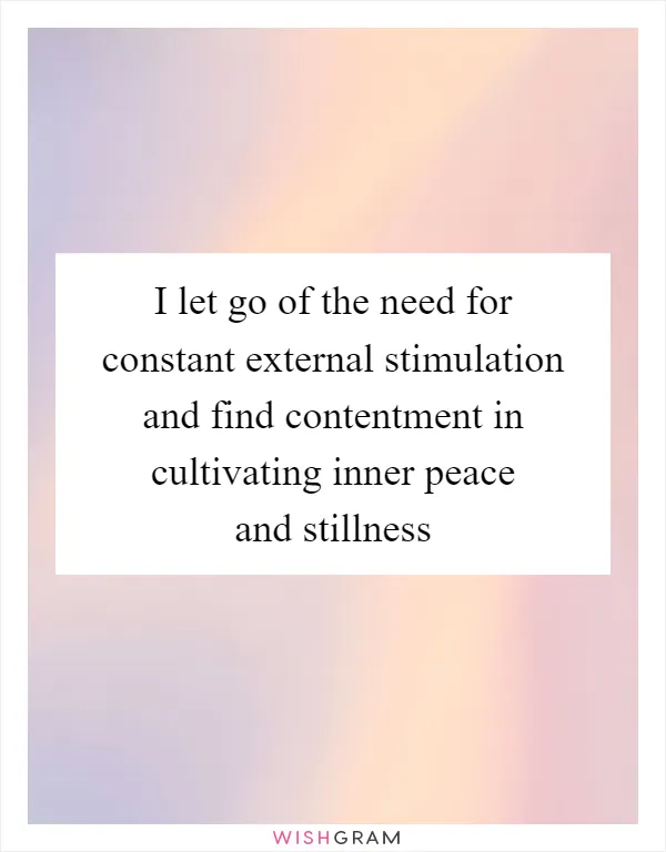 I let go of the need for constant external stimulation and find contentment in cultivating inner peace and stillness