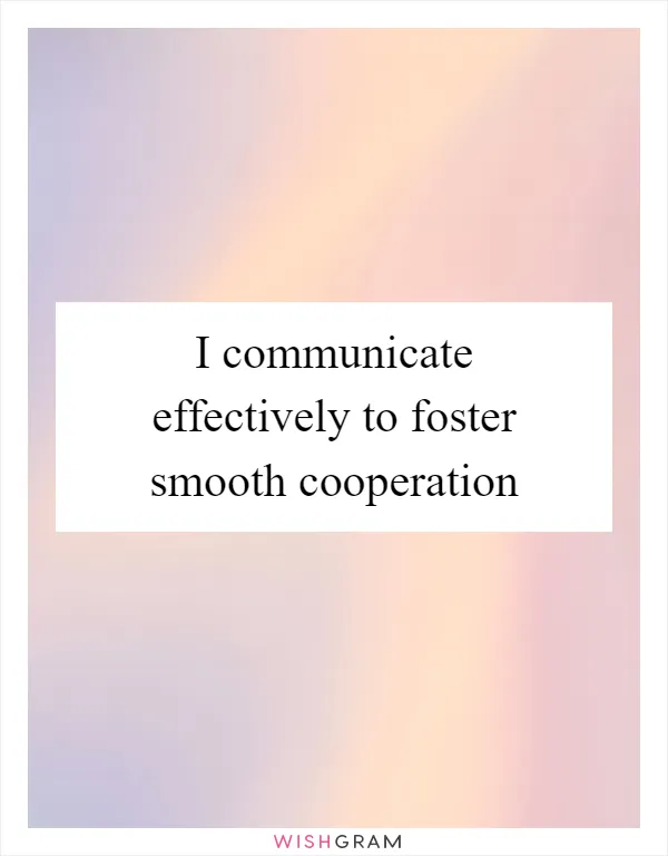 I communicate effectively to foster smooth cooperation
