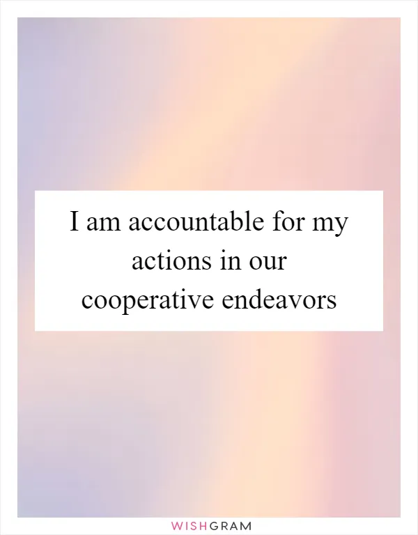 I am accountable for my actions in our cooperative endeavors