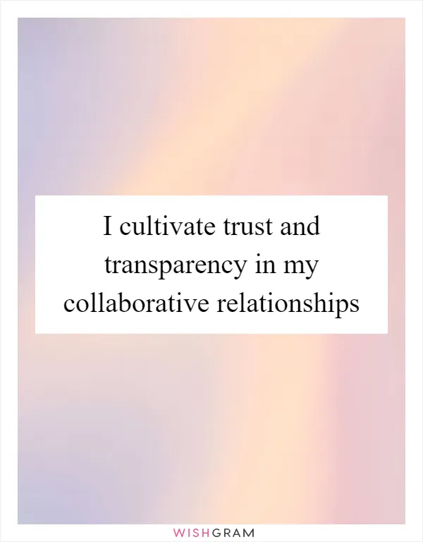 I cultivate trust and transparency in my collaborative relationships