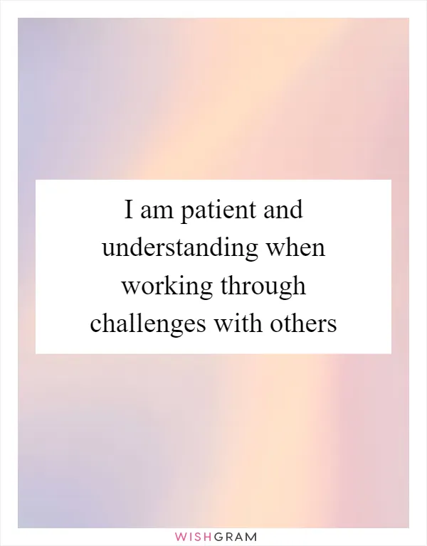 I am patient and understanding when working through challenges with others