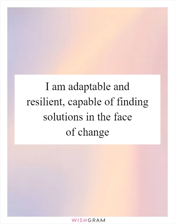 I am adaptable and resilient, capable of finding solutions in the face of change