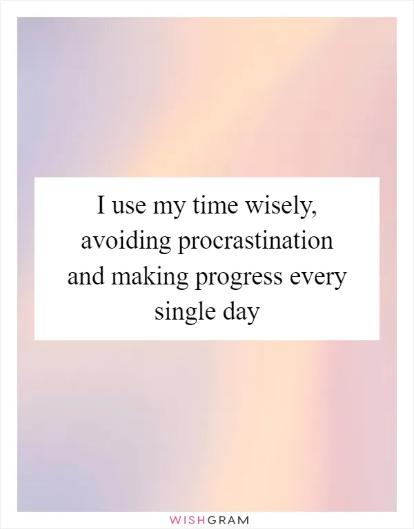 I use my time wisely, avoiding procrastination and making progress every single day