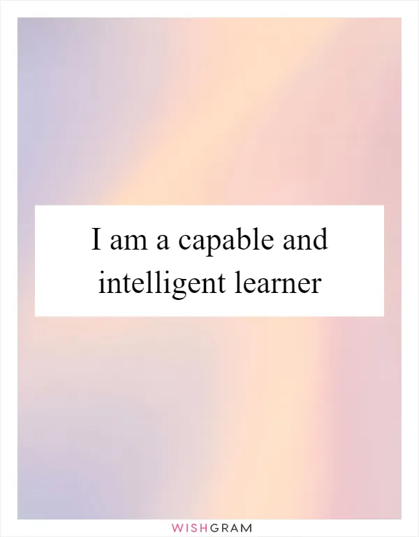 I am a capable and intelligent learner