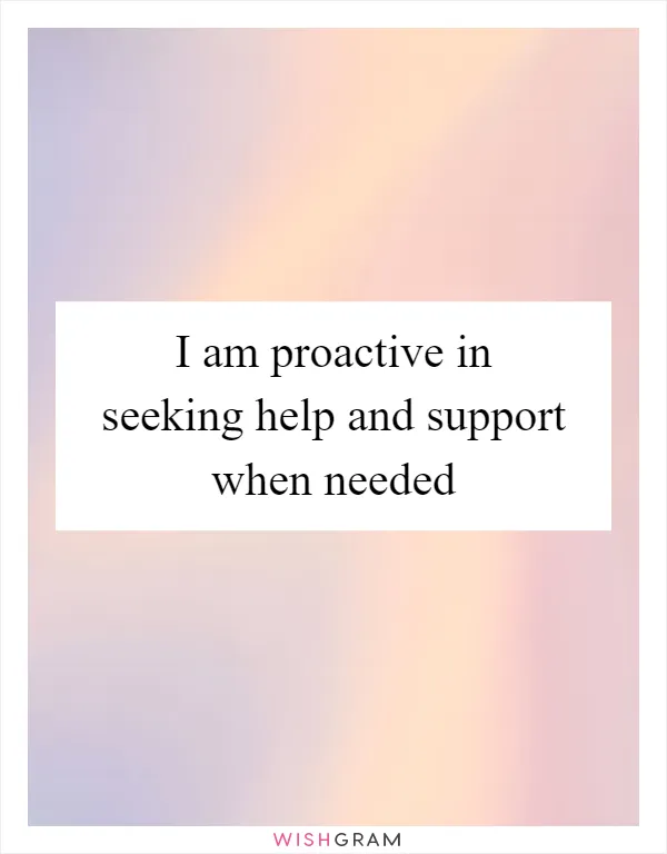 I am proactive in seeking help and support when needed