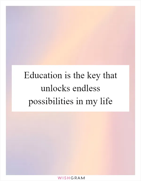 Education is the key that unlocks endless possibilities in my life