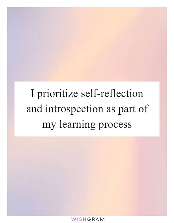 I prioritize self-reflection and introspection as part of my learning process