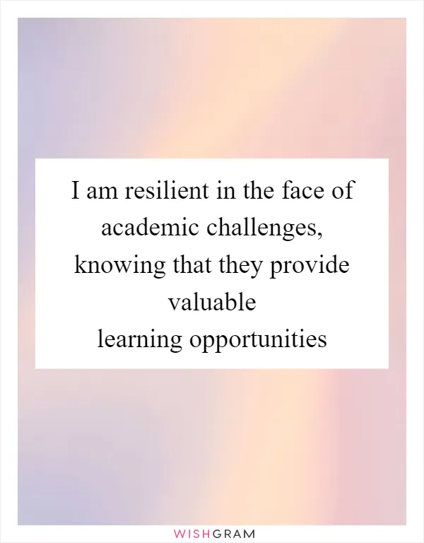 I am resilient in the face of academic challenges, knowing that they provide valuable learning opportunities