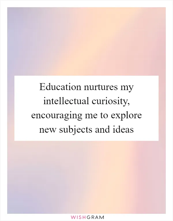 Education nurtures my intellectual curiosity, encouraging me to explore new subjects and ideas
