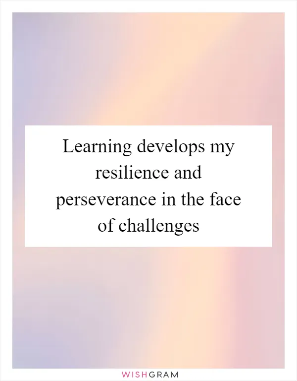 Learning develops my resilience and perseverance in the face of challenges