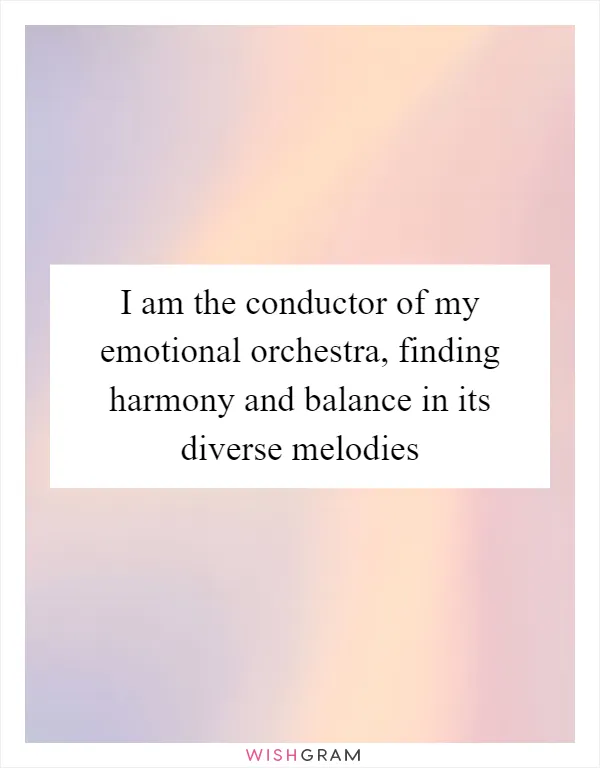 I am the conductor of my emotional orchestra, finding harmony and balance in its diverse melodies