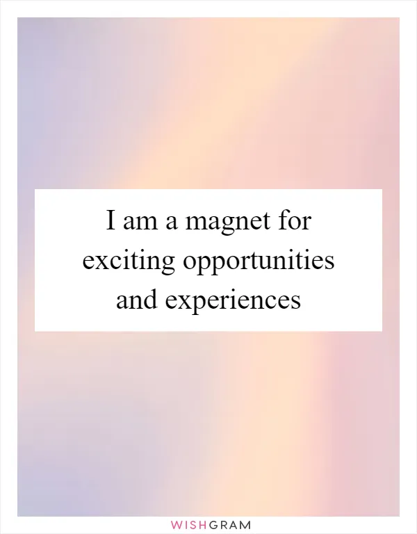 I am a magnet for exciting opportunities and experiences