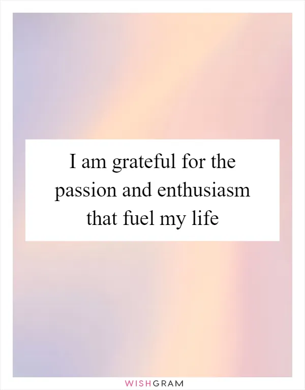 I am grateful for the passion and enthusiasm that fuel my life