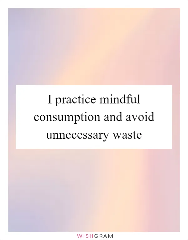 I practice mindful consumption and avoid unnecessary waste