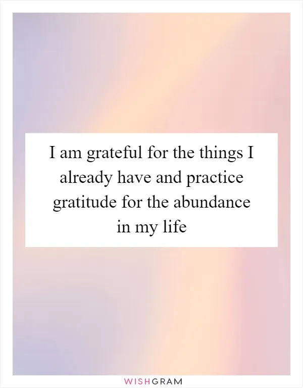 I am grateful for the things I already have and practice gratitude for the abundance in my life