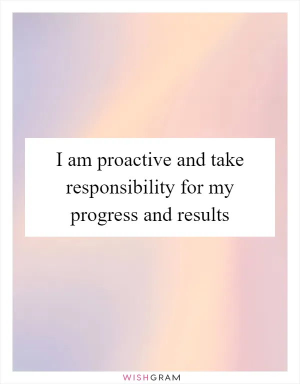 I am proactive and take responsibility for my progress and results