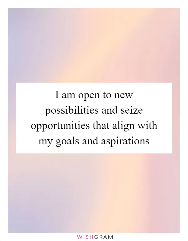 I am open to new possibilities and seize opportunities that align with my goals and aspirations