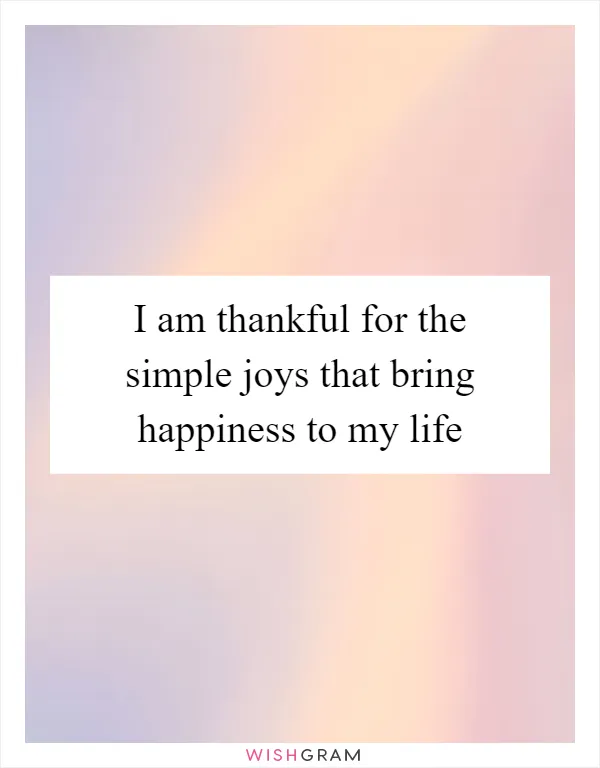 I am thankful for the simple joys that bring happiness to my life