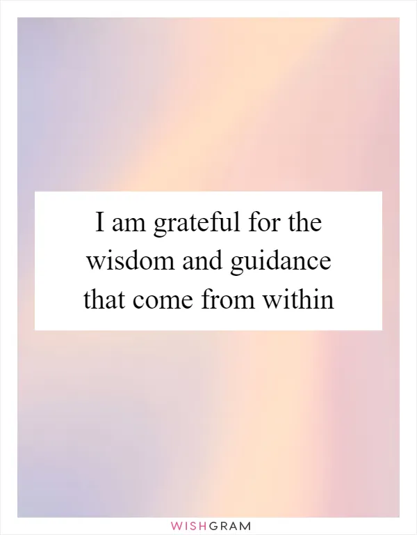I am grateful for the wisdom and guidance that come from within