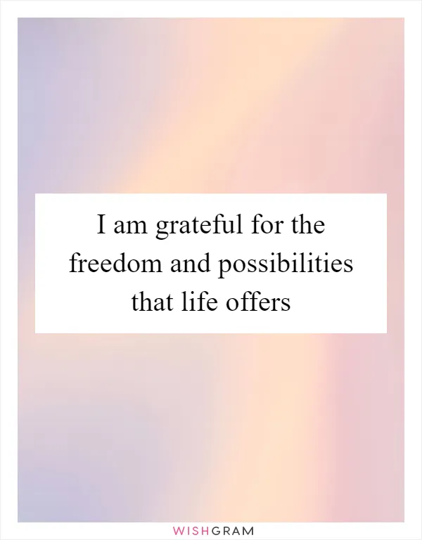 I am grateful for the freedom and possibilities that life offers