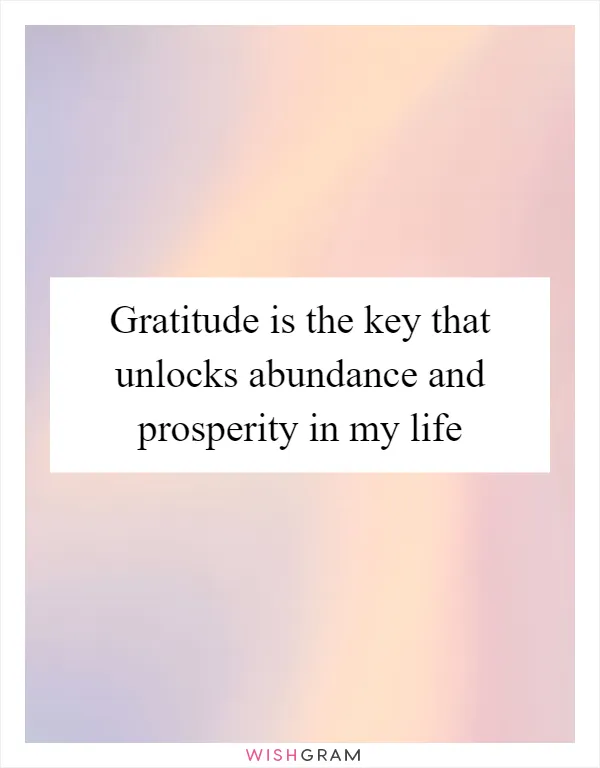 Gratitude is the key that unlocks abundance and prosperity in my life