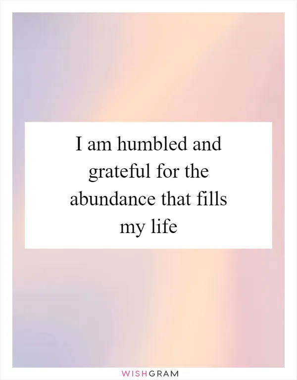 I am humbled and grateful for the abundance that fills my life
