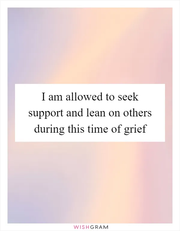 I am allowed to seek support and lean on others during this time of grief