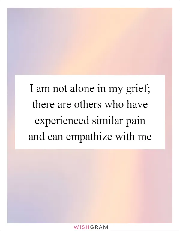 I am not alone in my grief; there are others who have experienced similar pain and can empathize with me