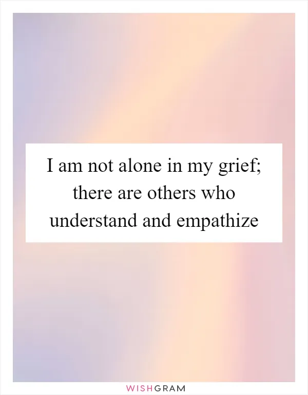 I am not alone in my grief; there are others who understand and empathize