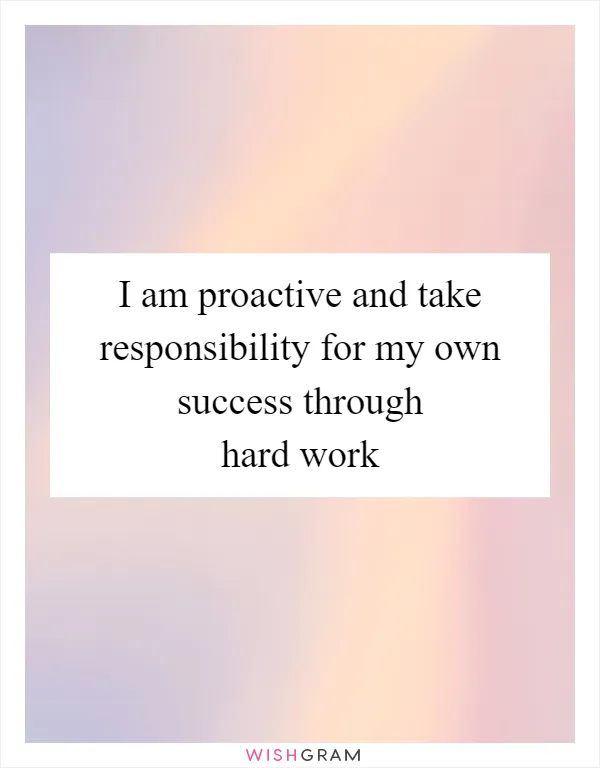 I am proactive and take responsibility for my own success through hard work