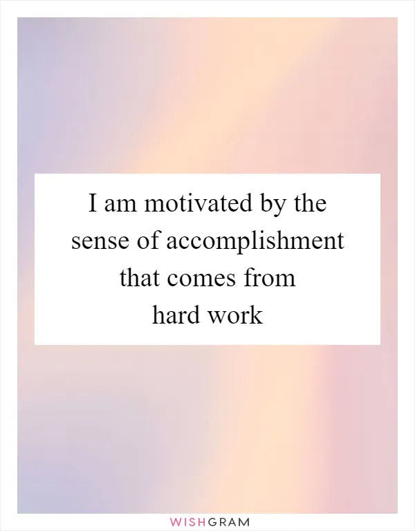I am motivated by the sense of accomplishment that comes from hard work