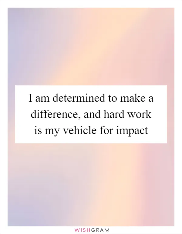 I am determined to make a difference, and hard work is my vehicle for impact