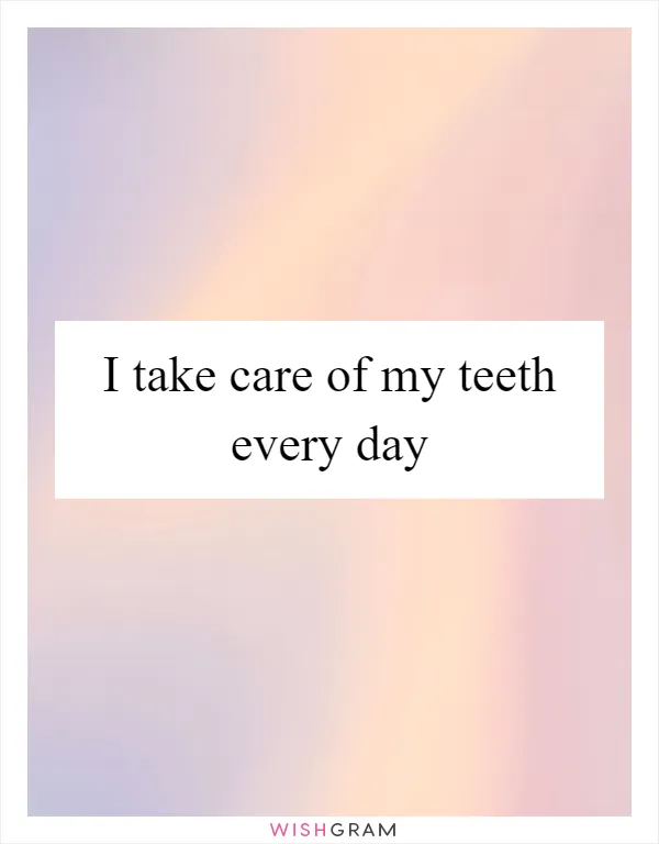 I take care of my teeth every day
