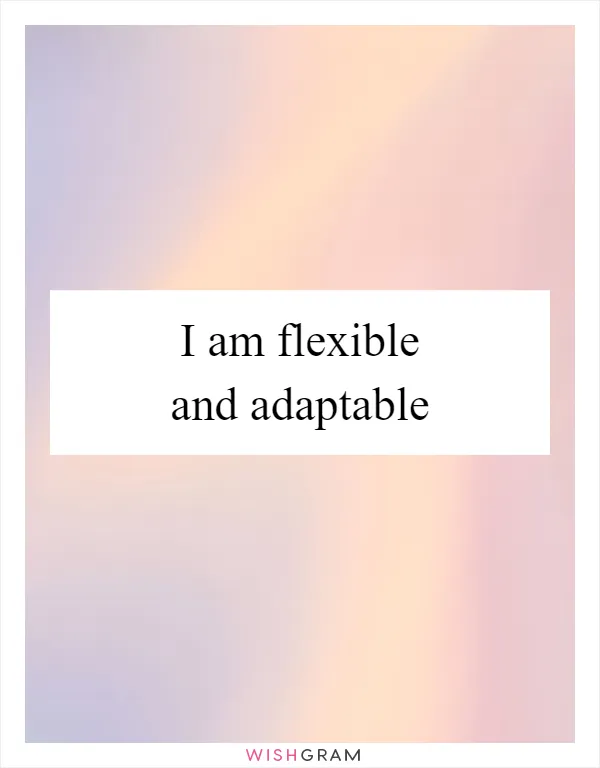 I am flexible and adaptable