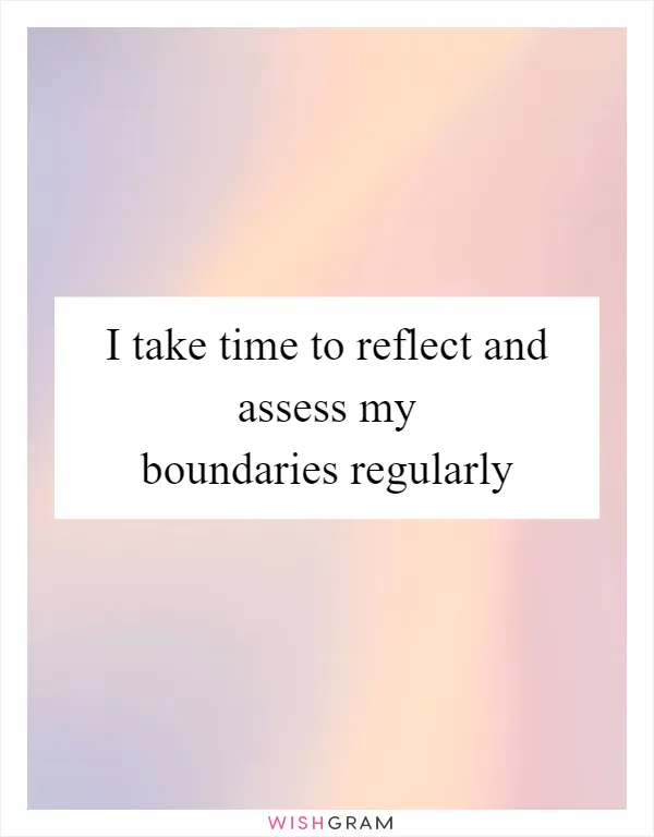 I take time to reflect and assess my boundaries regularly