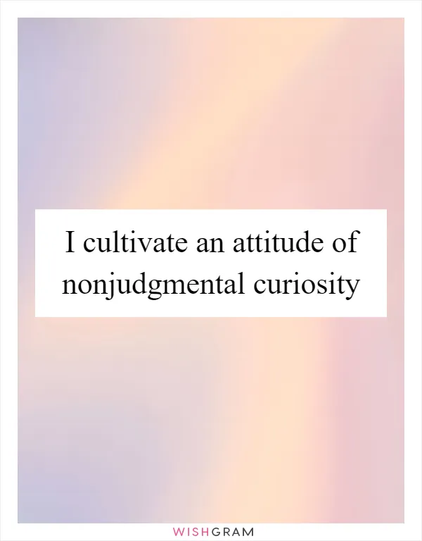 I cultivate an attitude of nonjudgmental curiosity