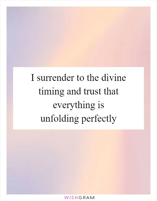 I surrender to the divine timing and trust that everything is unfolding perfectly