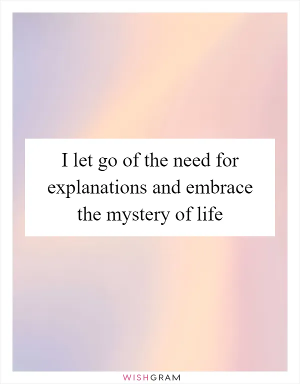 I let go of the need for explanations and embrace the mystery of life