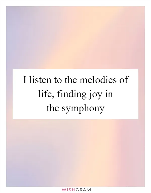 I listen to the melodies of life, finding joy in the symphony