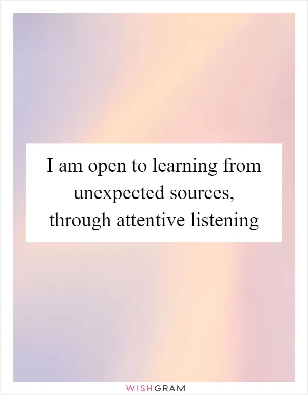I am open to learning from unexpected sources, through attentive listening