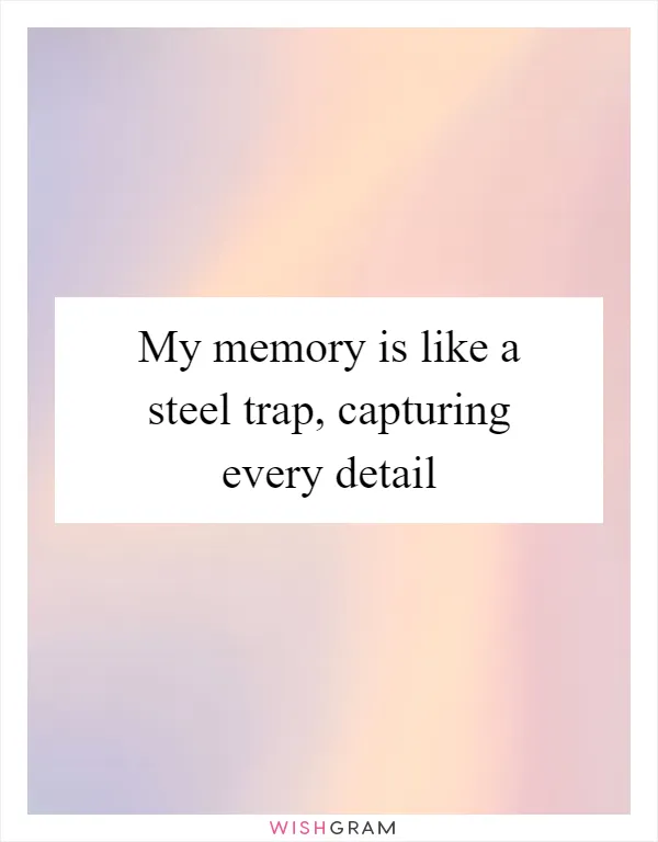 My memory is like a steel trap, capturing every detail
