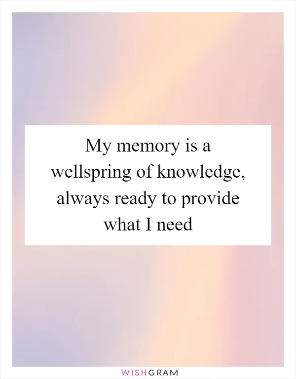 My memory is a wellspring of knowledge, always ready to provide what I need