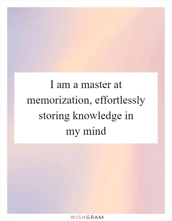 I am a master at memorization, effortlessly storing knowledge in my mind