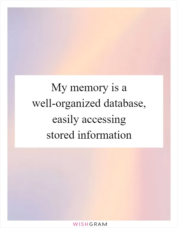 My memory is a well-organized database, easily accessing stored information