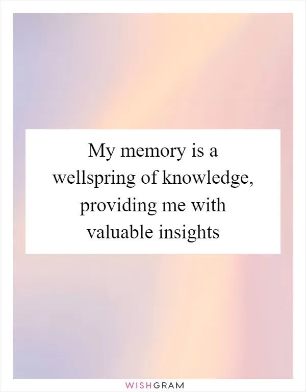 My memory is a wellspring of knowledge, providing me with valuable insights