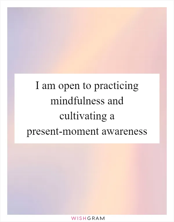 I am open to practicing mindfulness and cultivating a present-moment awareness