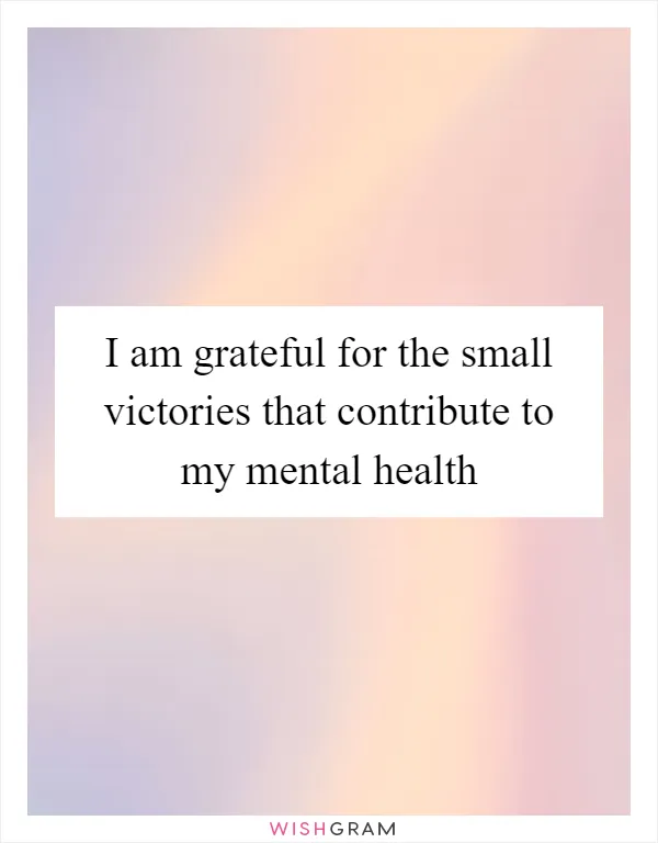 I am grateful for the small victories that contribute to my mental health
