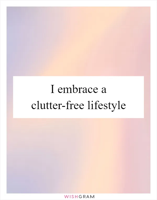I embrace a clutter-free lifestyle
