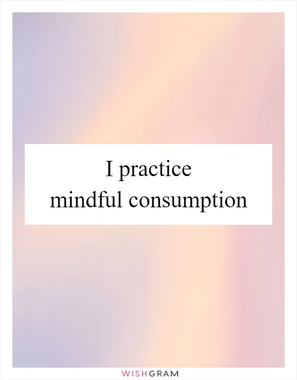 I practice mindful consumption